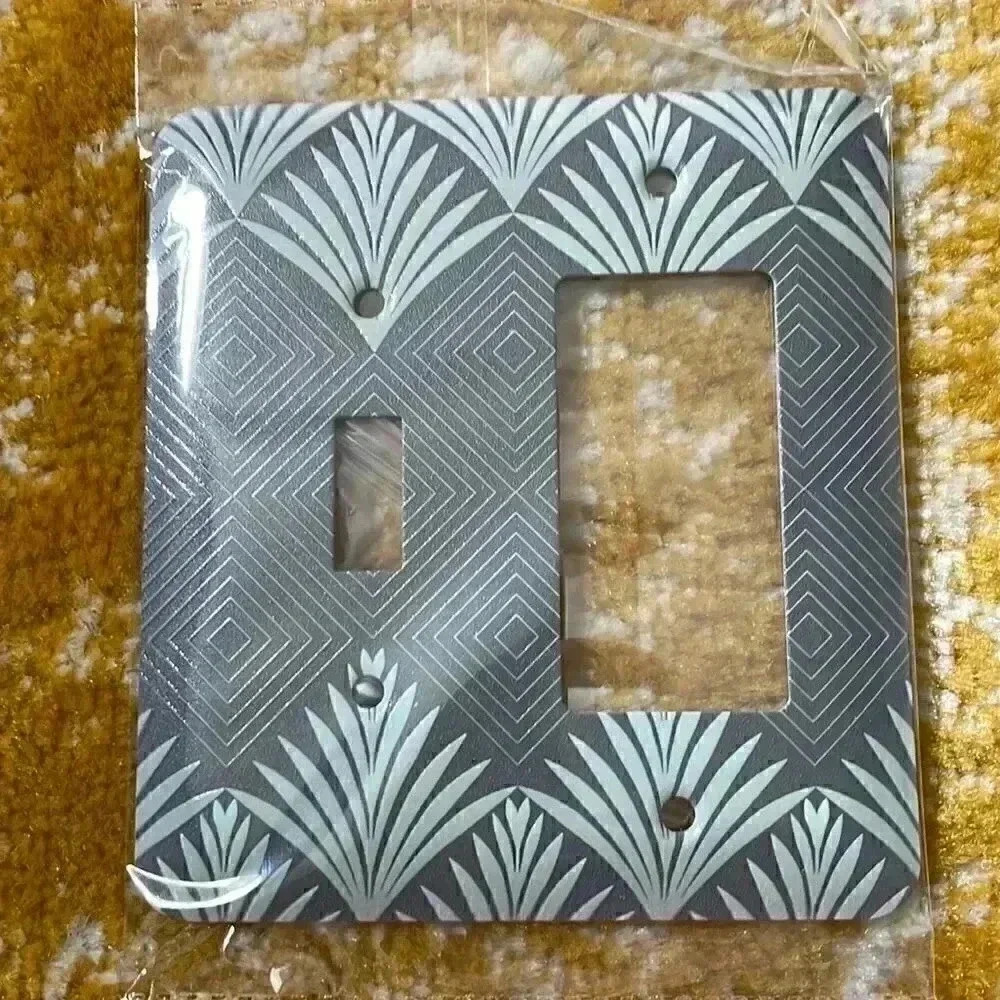 Custom made metal light switch plate replacement Art Deco style NWT